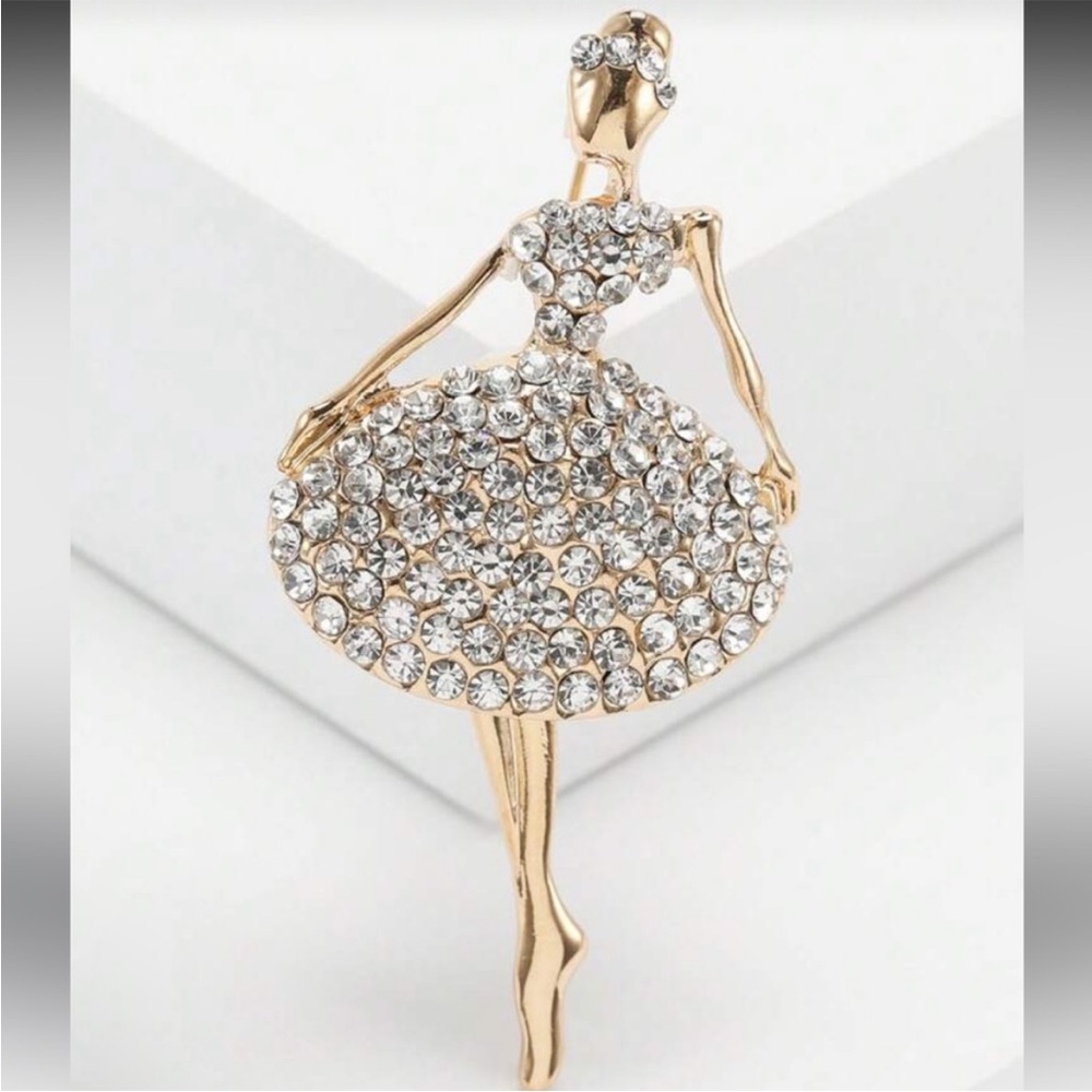 Aurora Ballet Pave Crystal Couture Brooch